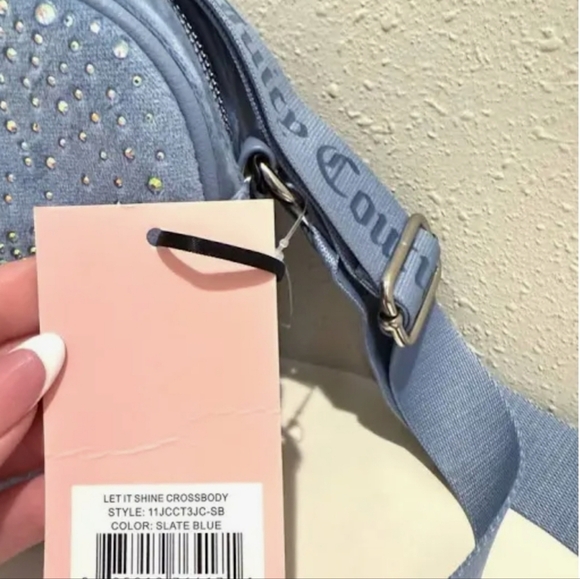 Juicy Couture Let It Shine Velvet Rhinestones Logo Crossbody Bag NWT - Picture 3 of 9